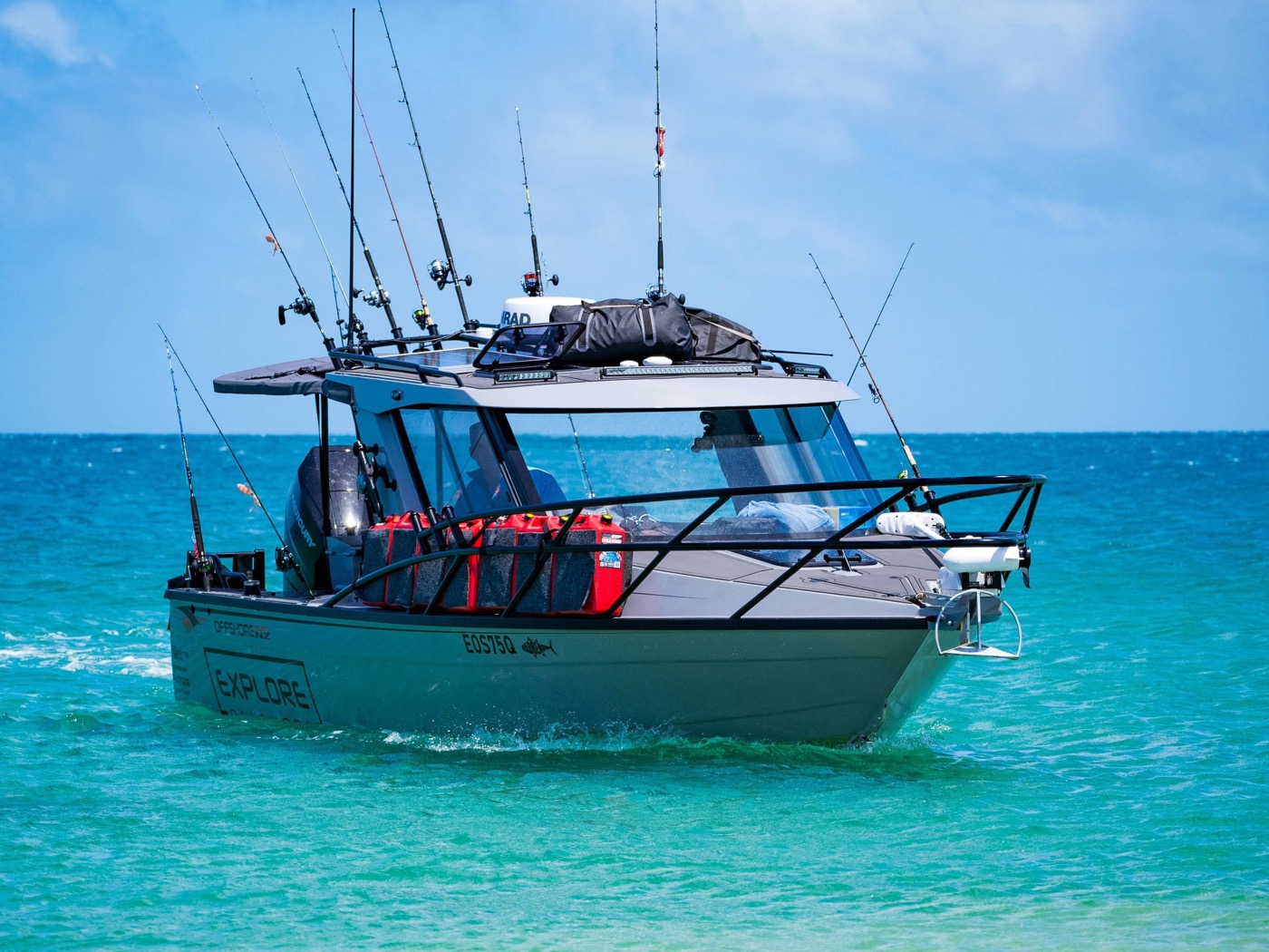 Boat protected with BushWrapz marine paint protection film